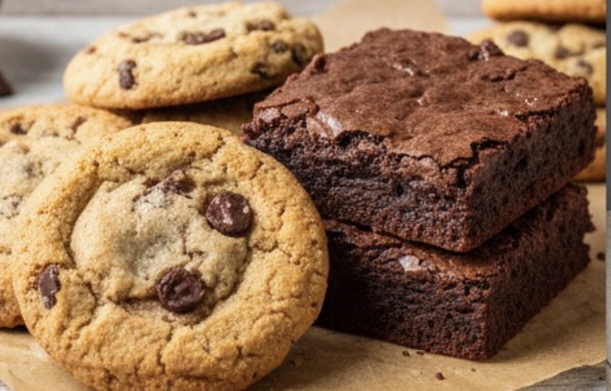 Classic brownies and chocolate chip cookies
