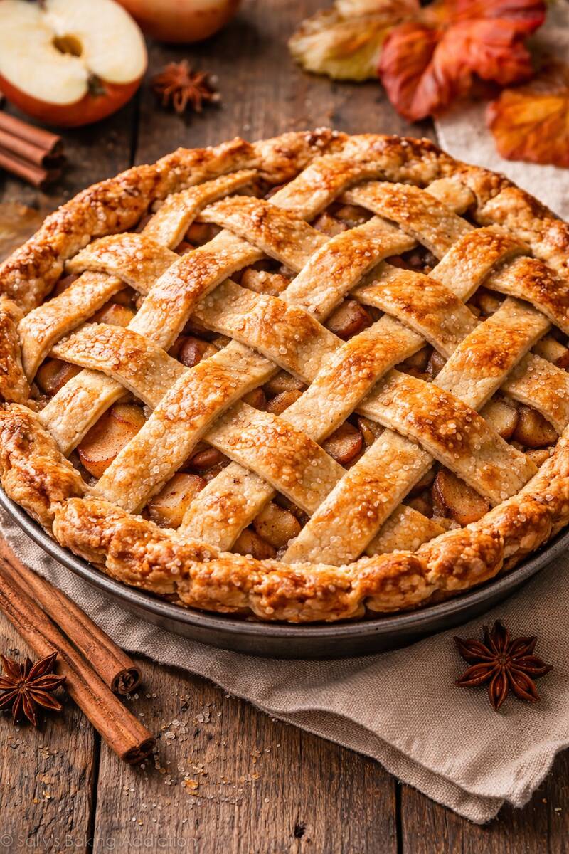 Seasonal apple pie with lattice crust
